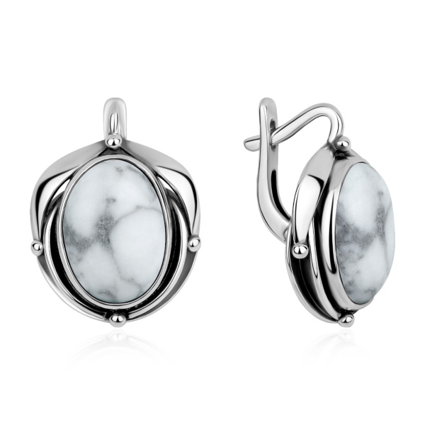 Пусеты из серебра с кахолонгом в ювелирном интернет-магазине