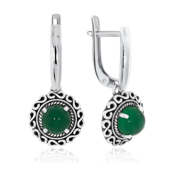 Серьги из серебра с агатом
