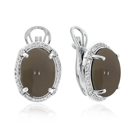 Серьги из серебра с халцедонами и фианитами 2340600989л-21 от KRASNOE, металл Серебро, вставка Халцедон