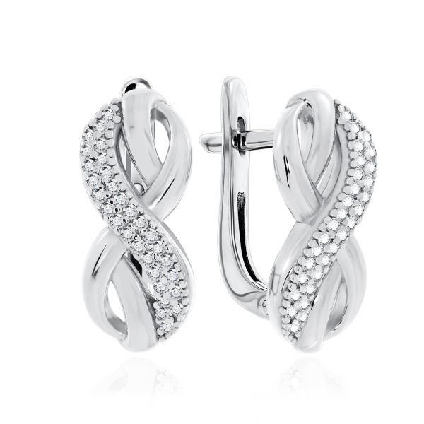 Серьги из серебра с фианитами 2340201333л от KRASNOE, металл Серебро, вставка Фианит