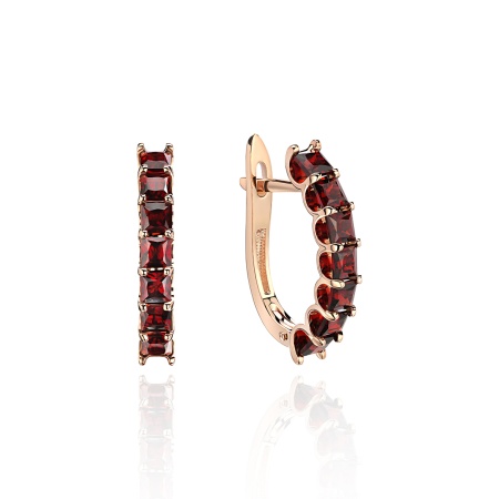 Серьги из золота с гранатами Love Story 2100152755 от KRASNOE, металл Золото, вставка Гранат