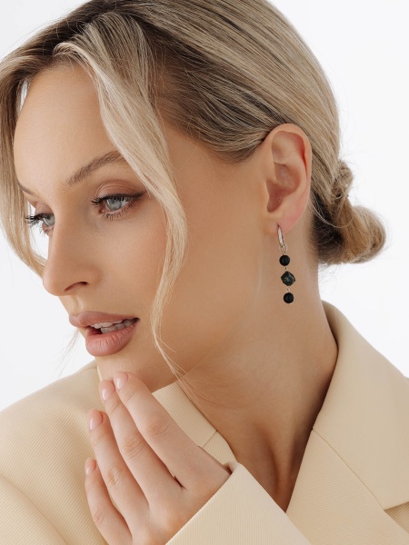 Серьги из серебра с агатом