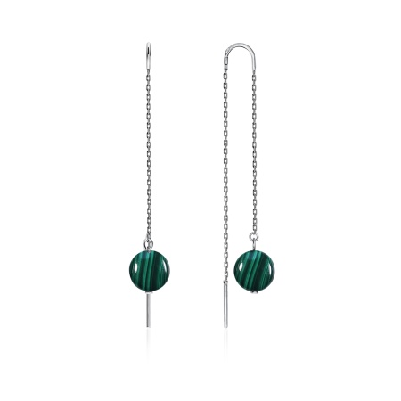 Серьги из серебра с малахитами 2340380710-9 от KRASNOE, металл Серебро, вставка Малахит