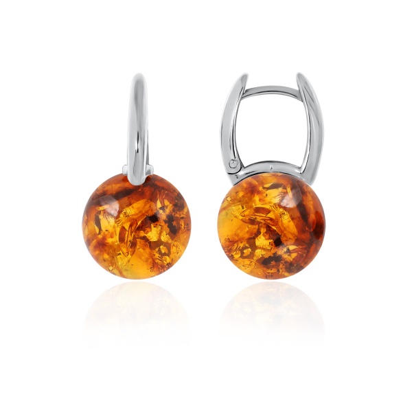 Серьги из серебра с янтарем