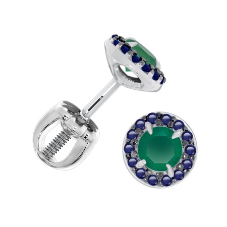 Пусеты из серебра с агатами и ситаллами П348394140л-60 от KRASNOE, металл Серебро, вставка Агат