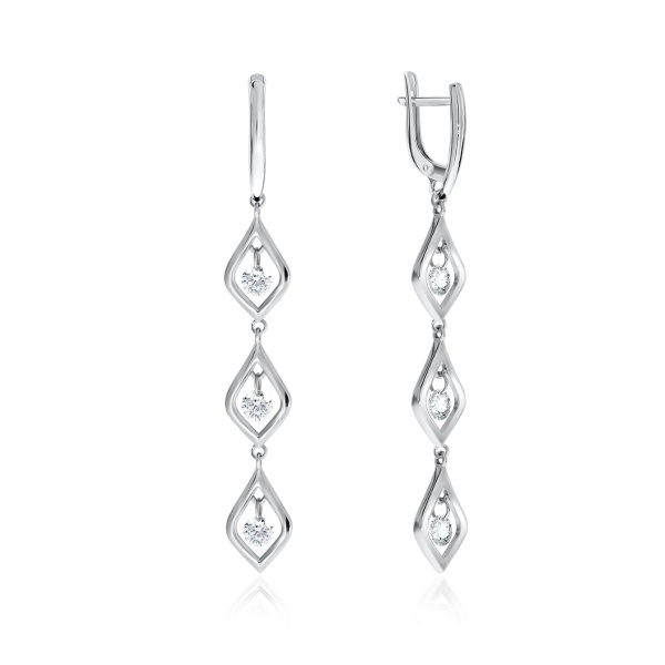 Серьги из серебра с фианитами 2340200772 от KRASNOE, металл Серебро, вставка Фианит