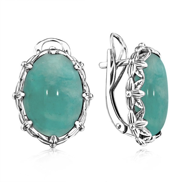 Серьги из серебра с амазонитами в ювелирном интернет-магазине