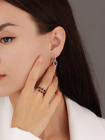 Купить кольцо из серебра с гранатами в интернет-магазине KRASNOE