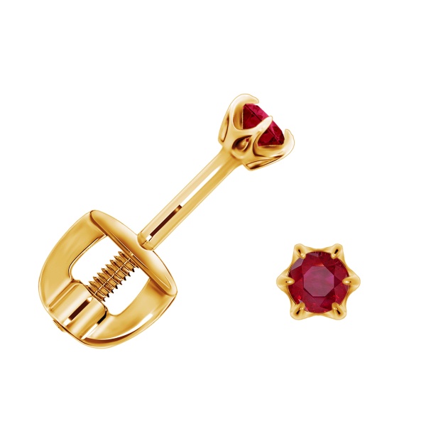 Пусеты из золота с рубинами П100020325 от KRASNOE, металл Золото, вставка Рубин