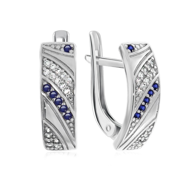 Серьги из серебра с ситаллами и фианитами со скидкой