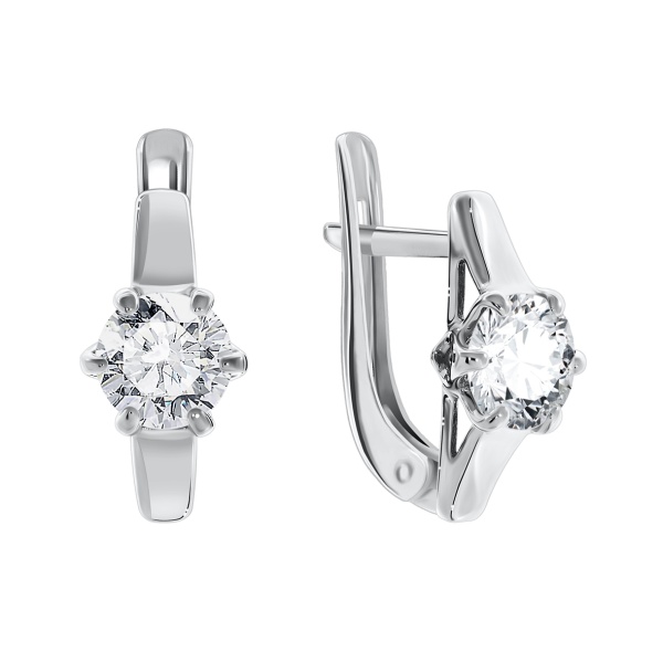 Серьги из серебра с фианитами