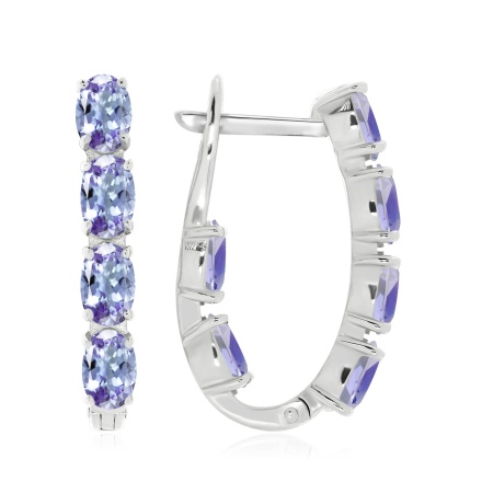 Серьги из серебра с танзанитами 2340961182 от KRASNOE, металл Серебро, вставка Танзанит