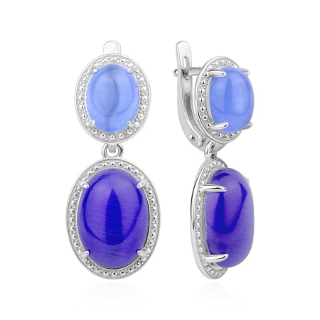 Серьги из серебра с кошачим глазом