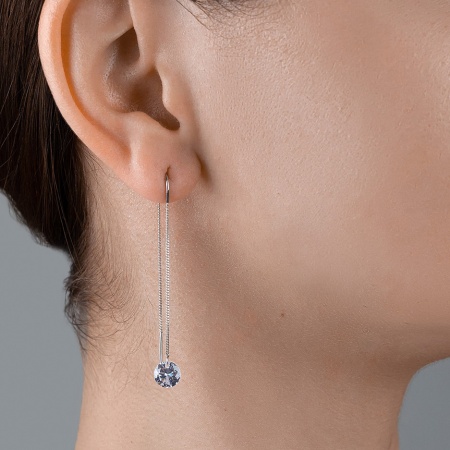 Серьги из серебра с фианитами
