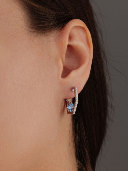 Серьги из серебра с ситаллами и фианитами