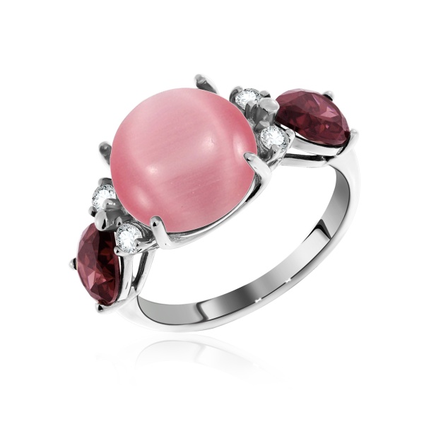 Купить кольцо из серебра с кошачим глазом и фианитами в интернет-магазине KRASNOE Купить кольцо из серебра с кошачим глазом и фианитами в интернет-магазине KRASNOE