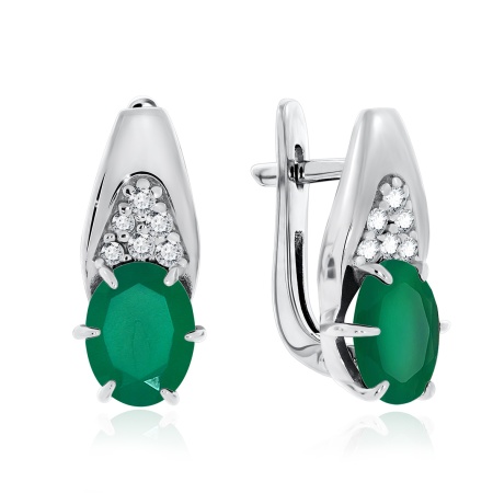 Серьги из серебра с агатами и фианитами 2340390983л-60 от KRASNOE, металл Серебро, вставка Агат