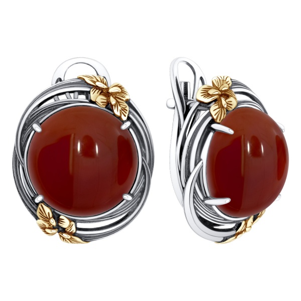 Серьги из серебра с агатами в ювелирном интернет-магазине