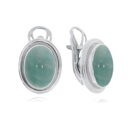 Серьги из серебра с амазонитами 2340371825 от KRASNOE, металл Серебро, вставка Амазонит