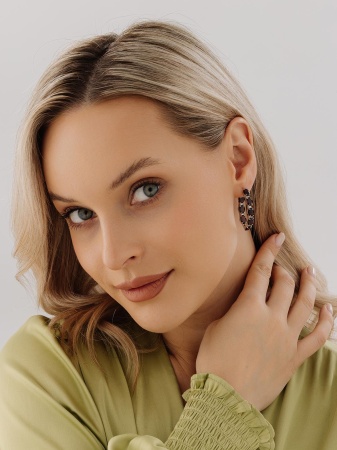 Серьги из серебра с гранатами 2340151183 от KRASNOE, металл Серебро, вставка Гранат