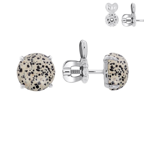 Пусеты из серебра с яшмой