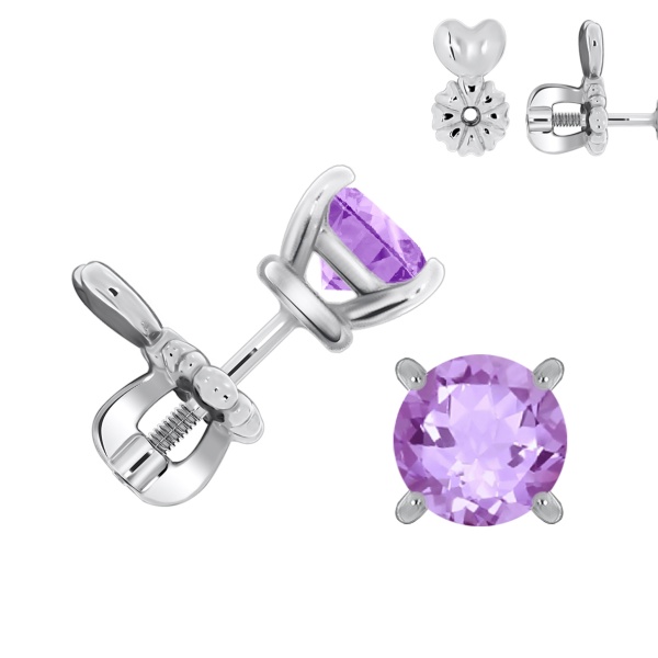 Пусеты из серебра с аметист П340060470 от KRASNOE, металл Серебро, вставка Аметист