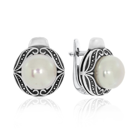 Серьги из серебра с жемчугами 2310050866 от KRASNOE, металл Серебро, вставка Жемчуг