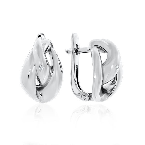 Серьги из серебра с фианитами 2340200596 от KRASNOE, металл Серебро, вставка Фианит