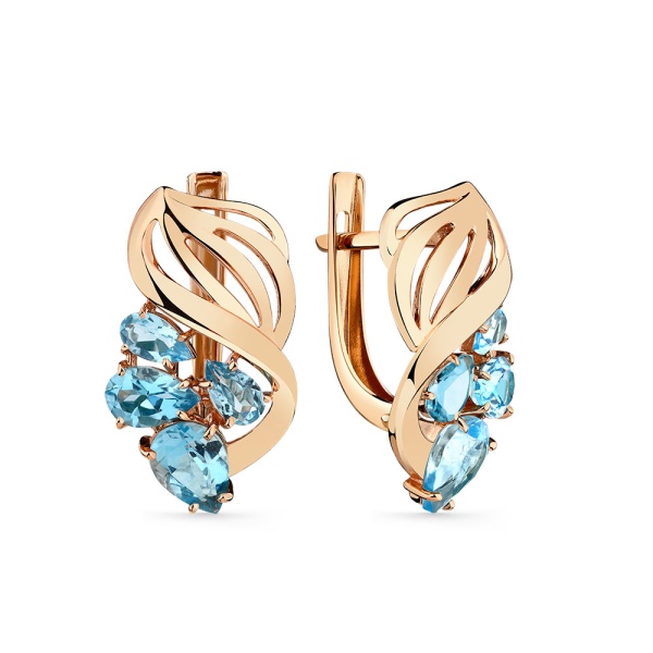 Серьги из золота 02-3-492-1300-010 от KRASNOE, металл Золото, вставка Топаз