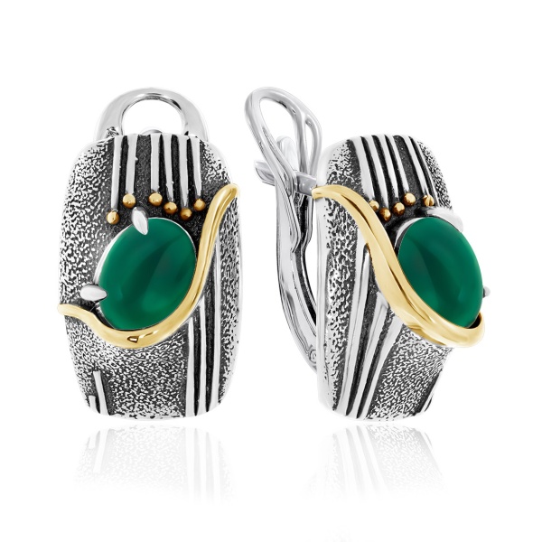 Серьги из серебра с агатами 2317392393-60 от KRASNOE, металл Серебро, вставка Агат Серьги из серебра с агатами 2317392393-60 от KRASNOE, металл Серебро, вставка Агат