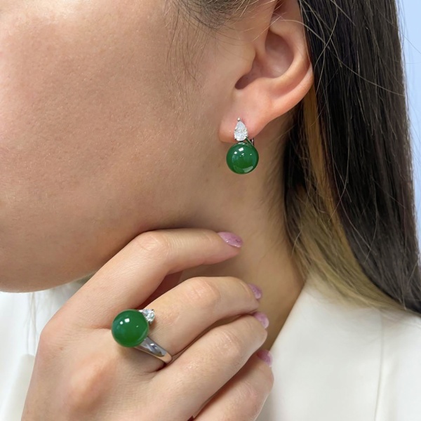 Серьги из серебра с агатами и фианитами 2340391396-60 от KRASNOE, металл Серебро, вставка Агат