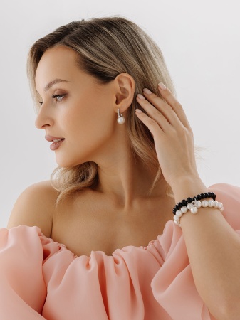 Серьги из серебра с жемчугом 2340241576 от KRASNOE, металл Серебро, вставка Жемчуг Имитация