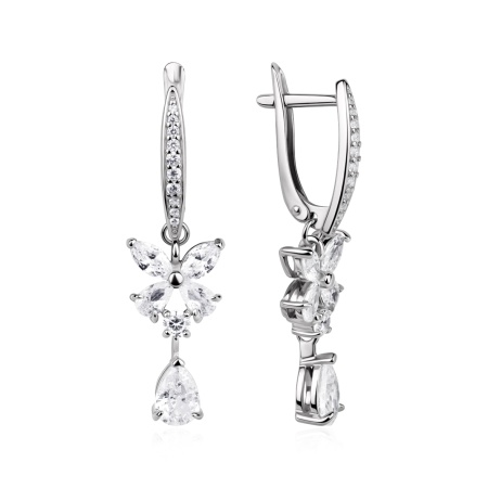 Серьги из серебра с фианитами 2340205418 от KRASNOE, металл Серебро, вставка 