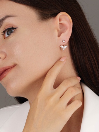 Серьги из серебра с фианитами 2340205392 от KRASNOE, металл Серебро, вставка Фианит