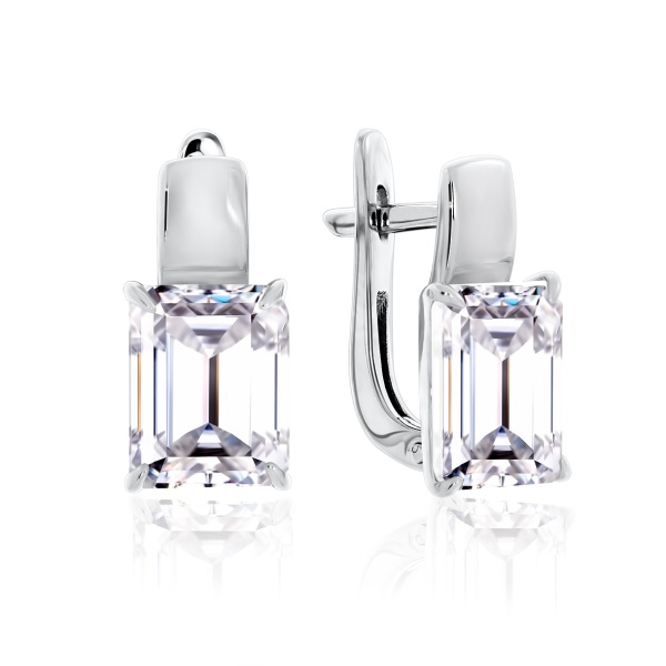 Серьги из серебра с фианитами 2340201108 от KRASNOE, металл Серебро, вставка Фианит
