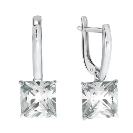 Серьги из серебра с фианитом