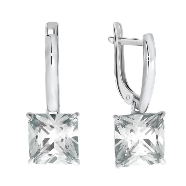 Серьги из серебра с фианитом