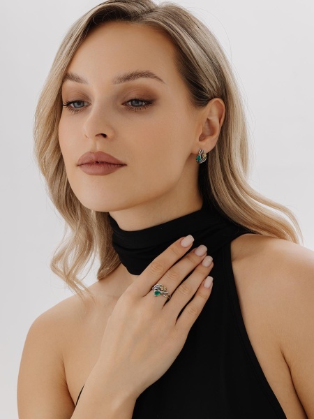 Серьги из серебра с агатами