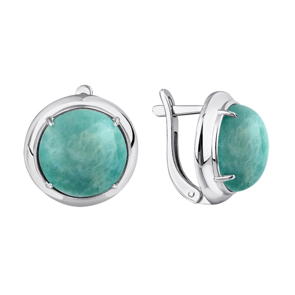 Серьги из серебра с амазонитами в ювелирном интернет-магазине