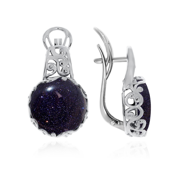 Серьги из серебра с авантюрином 2310360934-80 от KRASNOE, металл Серебро, вставка Авантюрин Синт.