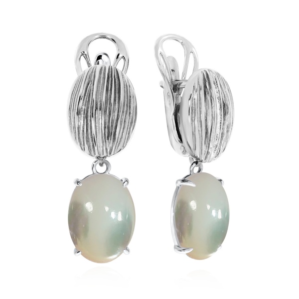 Серьги из серебра с перламутрами 2340491373 от KRASNOE, металл Серебро, вставка Перламутр