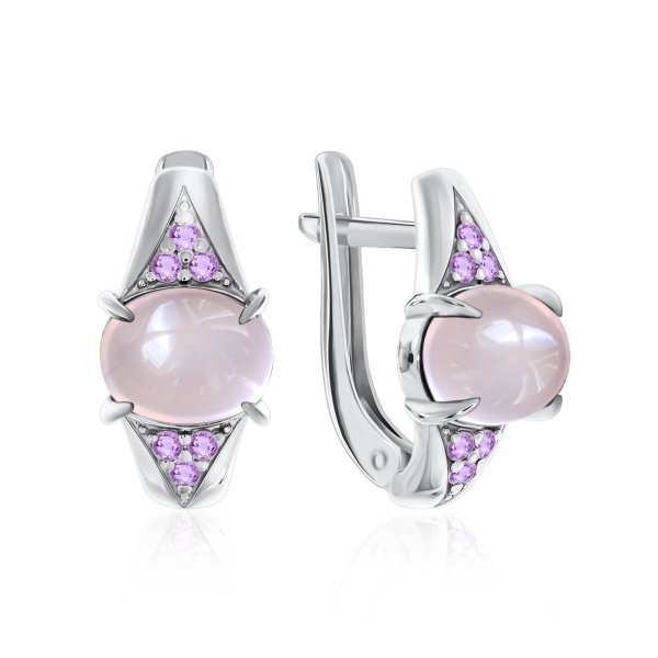 Серьги из серебра с кварцем и ситаллами со скидкой