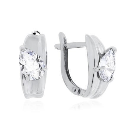 Серьги из серебра с фианитами 2340201672 от KRASNOE, металл Серебро, вставка Фианит