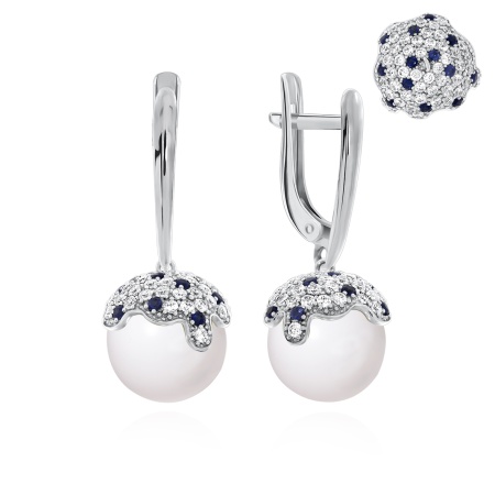 Серьги из серебра с агатами, ситаллами и фианитами 2340390807л-10 от KRASNOE, металл Серебро, вставка Агат