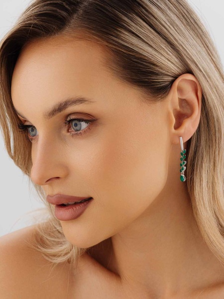 Серьги из серебра с агатами 2340391808-60 от KRASNOE, металл Серебро, вставка Агат