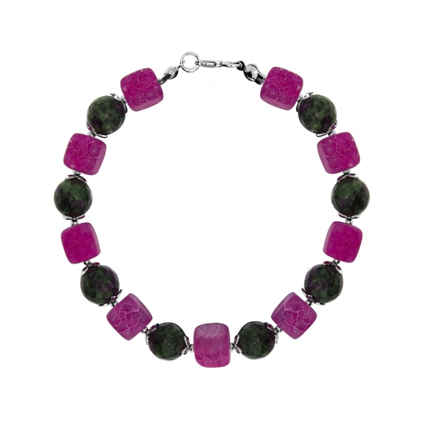 Купить браслет из серебра с агатами и цоизитами