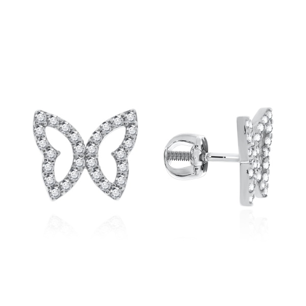 Пусеты из серебра с фианитами со скидкой