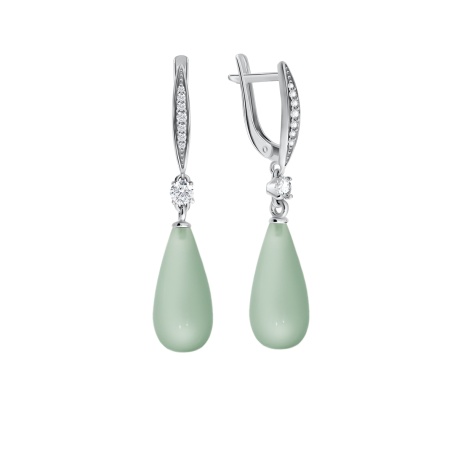 Серьги из серебра с халцедонами и фианитами 3597013606л-69 от KRASNOE, металл Серебро, вставка Халцедон