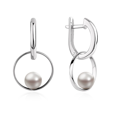 Пусеты из серебра с имитацией жемчуга