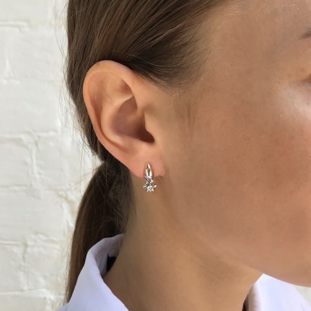 Серьги из серебра с фианитами 2340200432 от KRASNOE, металл Серебро, вставка Фианит